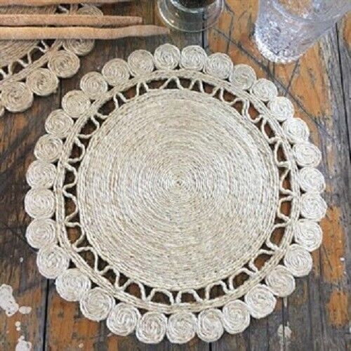 QUALITY HAND MADE NATURAL THICK BOHO JUTE PLACE MAT/CENTRE MAT/PLACEMAT 30CM