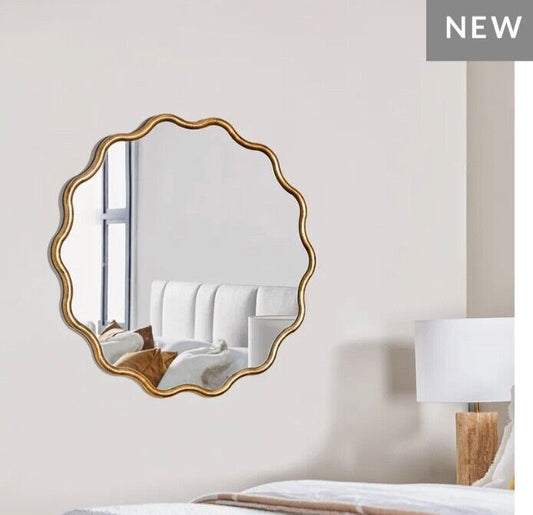 Emilie Round Wall Mirror Antique Gold finish by Cafe Lighting RRP$819.00