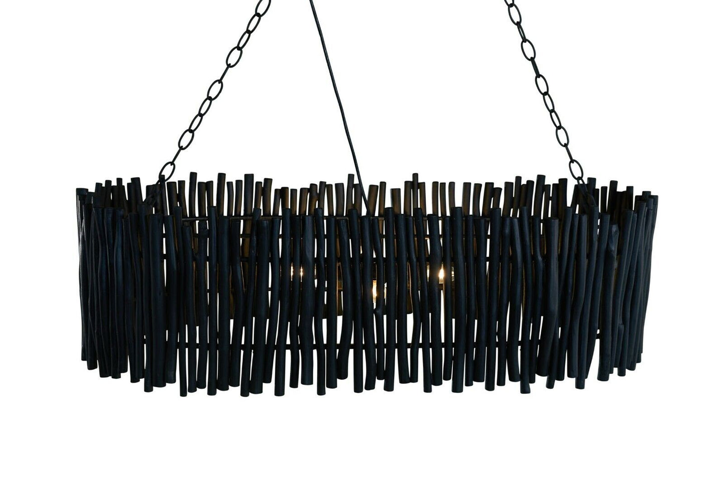 Wood Candlestick Oval Chandelier Black - L100 x W45 x H31cm