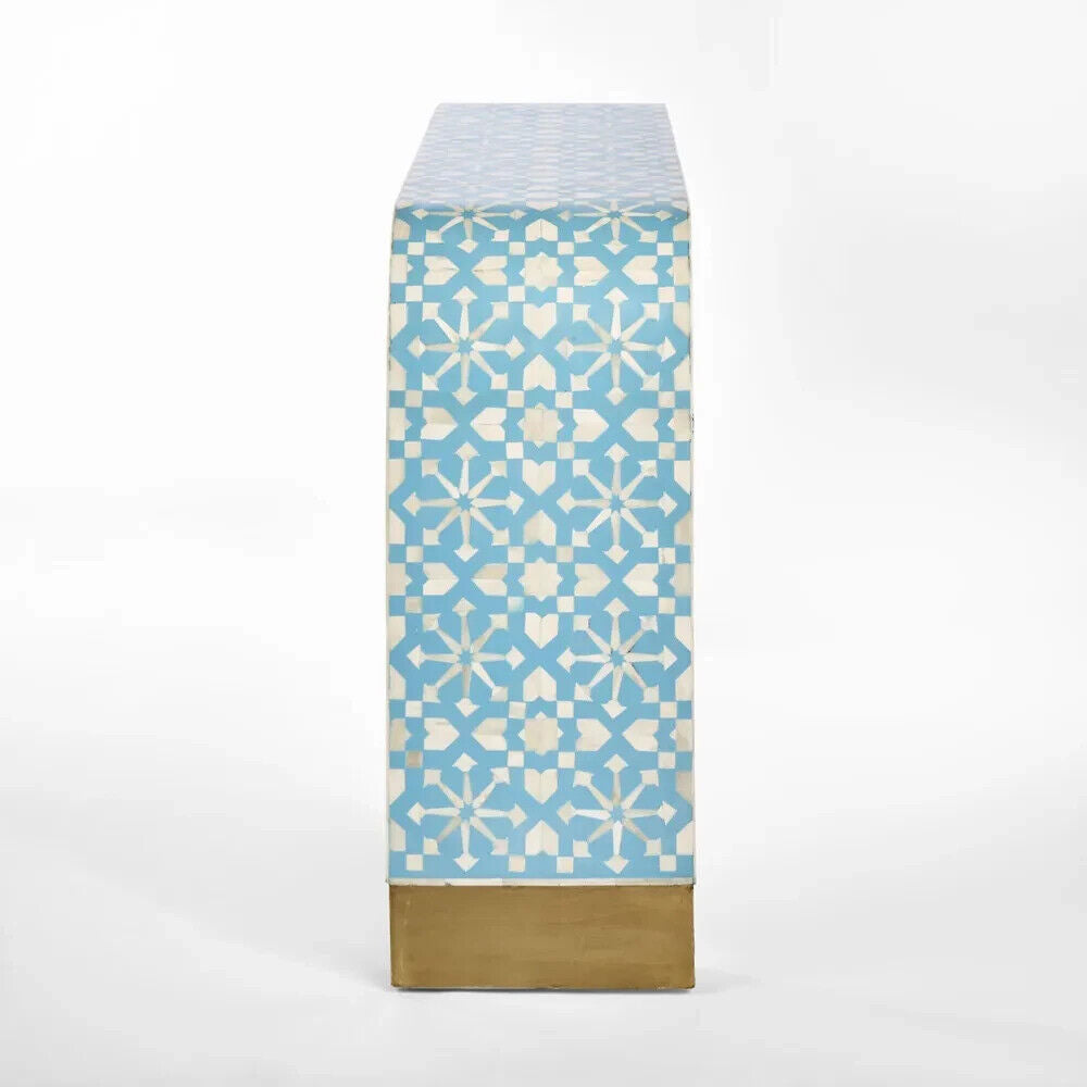 Adina Bone Inlay Console Table Aqua/White By Florabelle Living