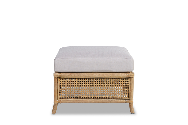 Raffles Rattan Ottoman with cushion mud grey RRP$999