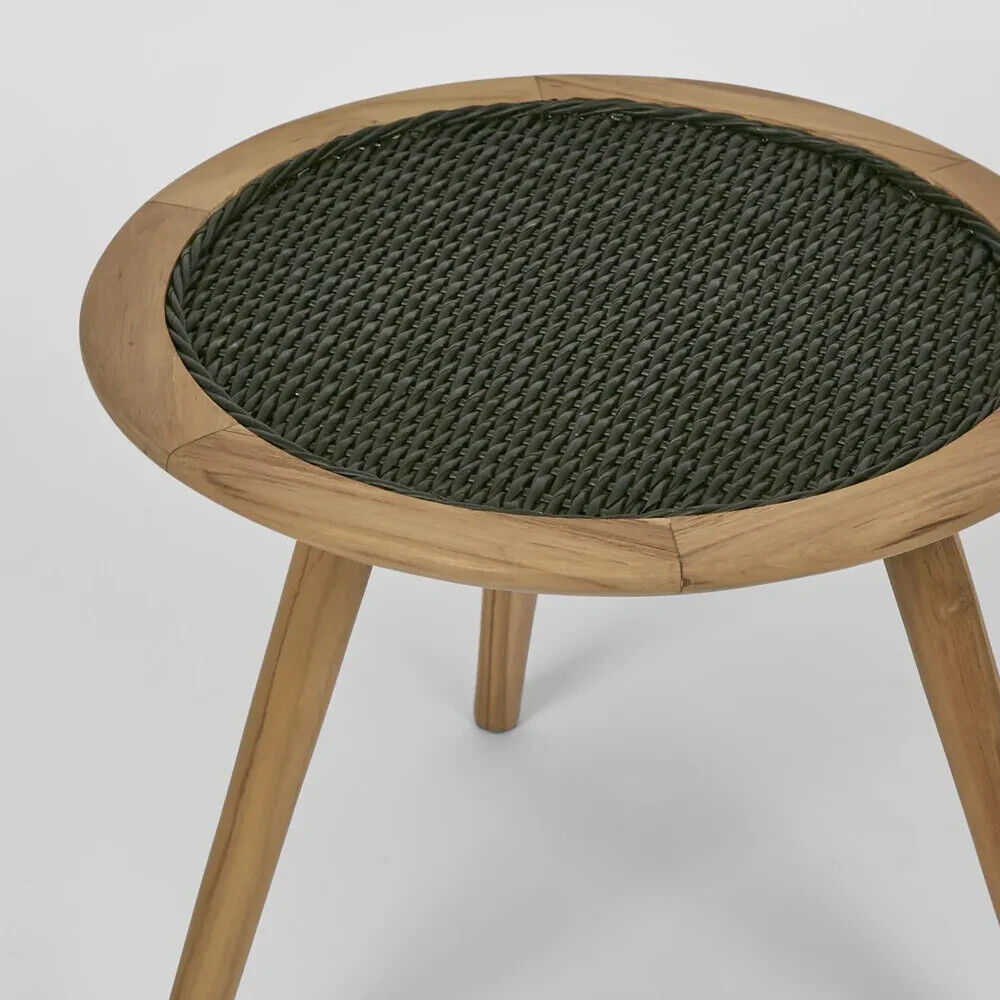 Cove Teak & Synthetic Side Table Black -Outdoor By Florabelle Living