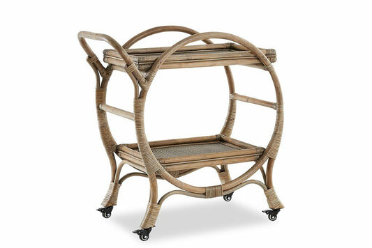 Amara Rattan Barcart Trolley Mud Wash Finish W80cm D46cm H86cm RRP$1365.00