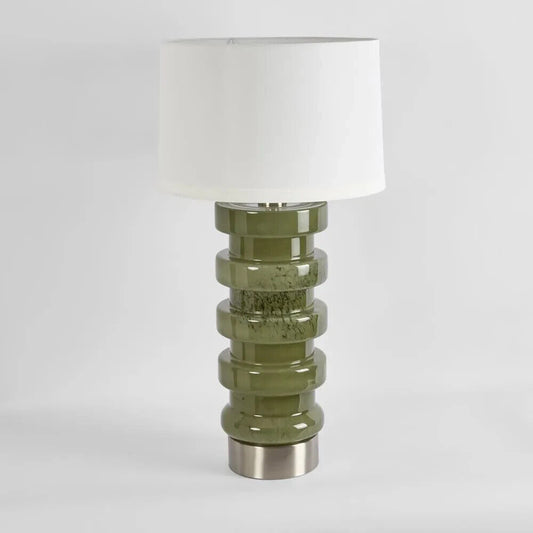Remy Green Glass Table Lamp & White Shade By Emac & Lawton