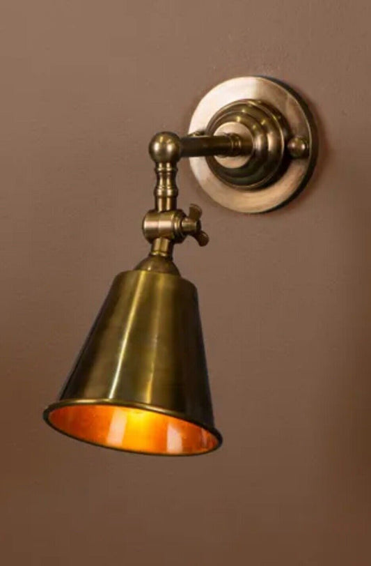 ** Pre Order UTOPIA WALL LIGHT WITH METAL SHADE ANTIQUE BRASS Due 19 FEB 25