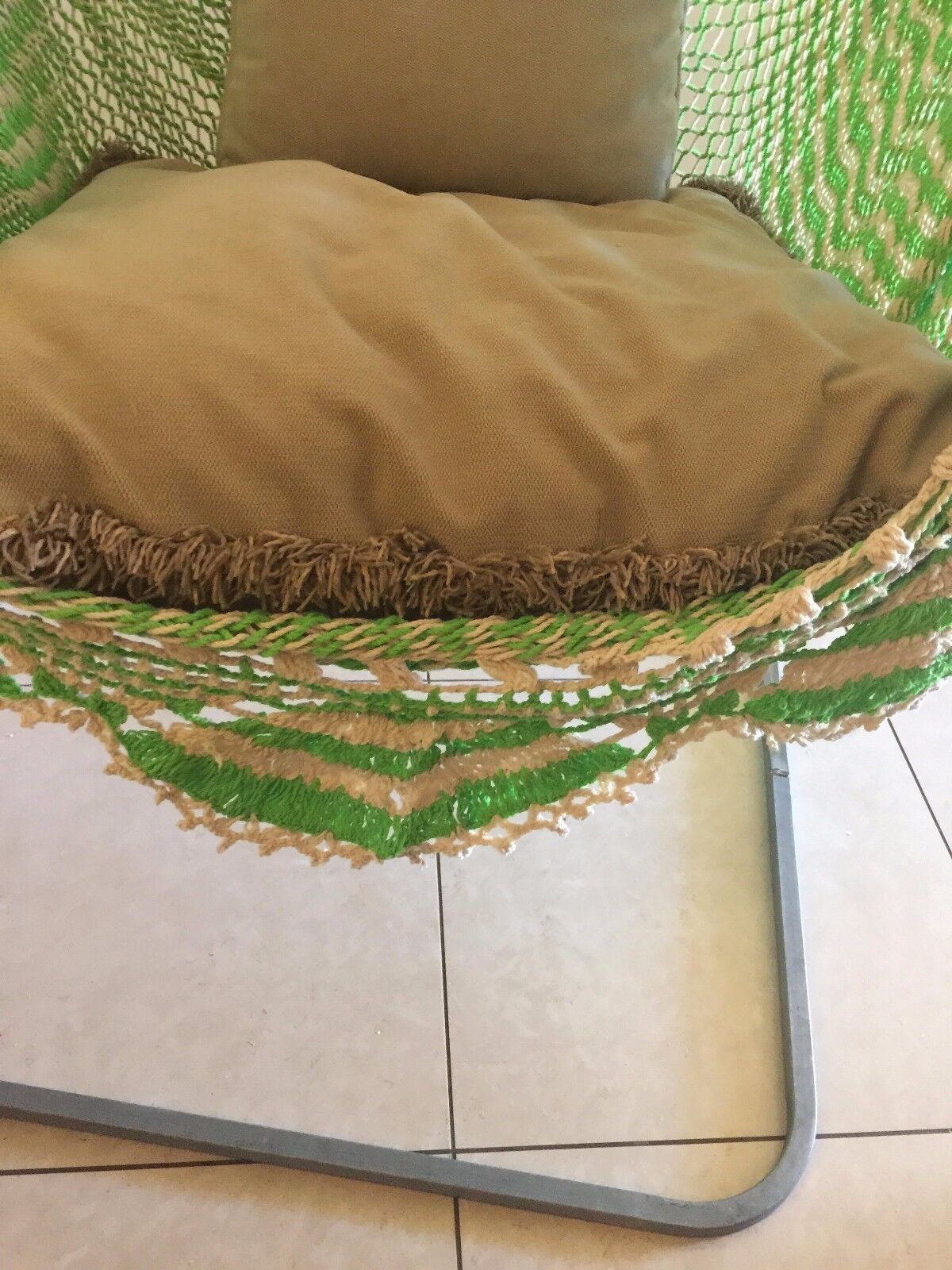 PISTACHIO GREEN LARGE HANGING HAMMOCK CHAIR HANDMADE WITH CROCHET EDGE