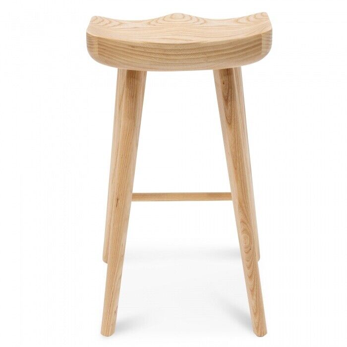 Scandinavian style solid ash wood Bar stool  natural  finish 40.5 W x 65.5 Hcm