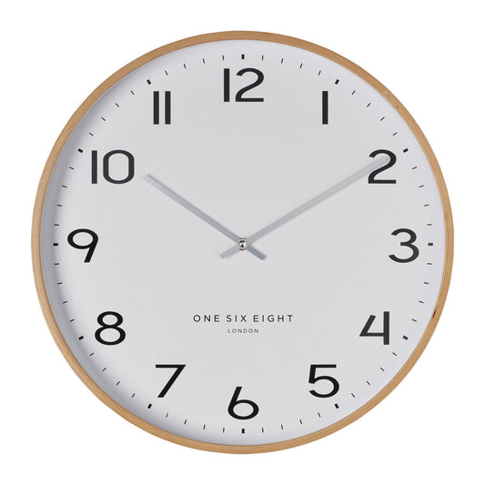 Olivia Silent Sweep Wooden Wall Clock 53cm by One Six Eight London