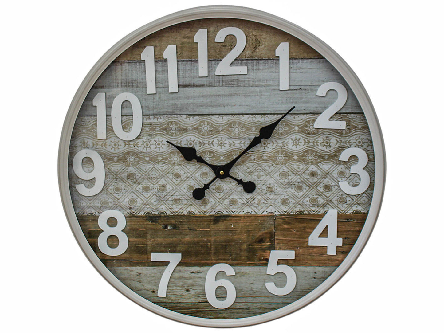 Large Round Metal Wall Clock Vintage Hampton Style Coastal Beach 60cm