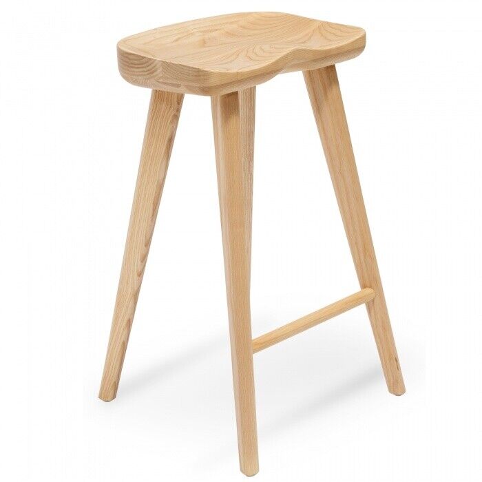 Scandinavian style solid ash wood Bar stool  natural  finish 40.5 W x 65.5 Hcm