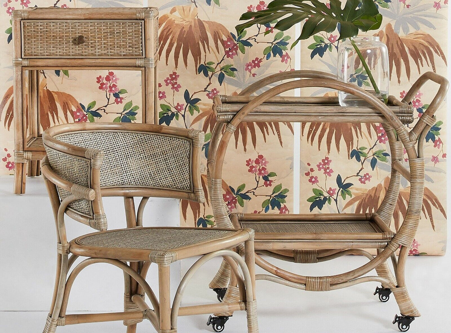 Amara Rattan Barcart Trolley Mud Wash Finish W80cm D46cm H86cm RRP$1365.00