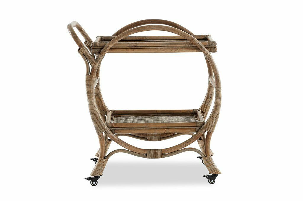Amara Rattan Barcart Trolley Mud Wash Finish W80cm D46cm H86cm RRP$1365.00
