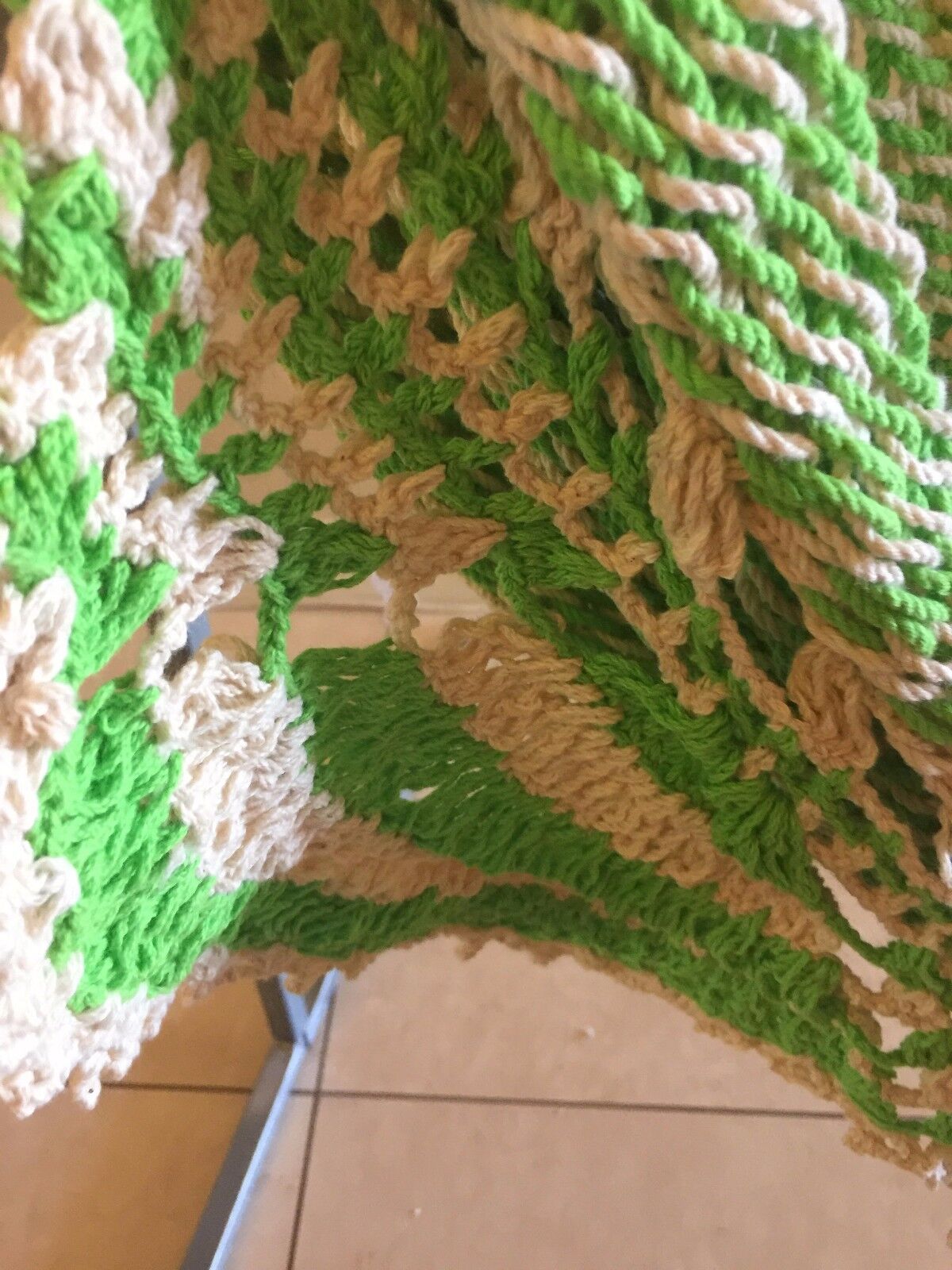 PISTACHIO GREEN LARGE HANGING HAMMOCK CHAIR HANDMADE WITH CROCHET EDGE