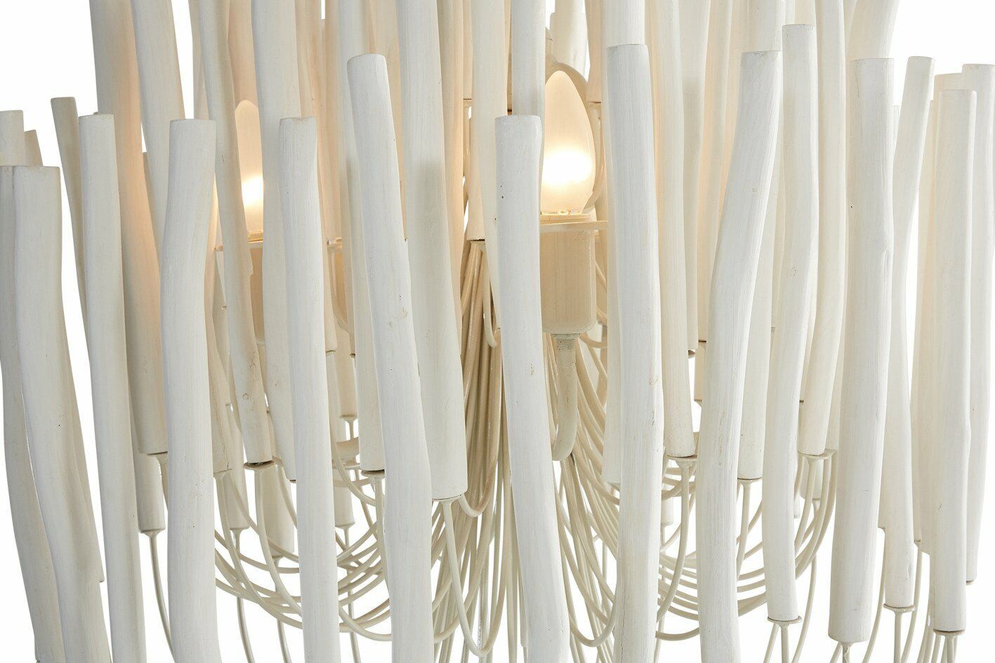 Wooden Candlestick Lamp Chandelier White - D53 x H76cm