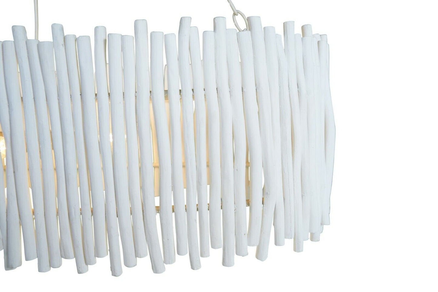 Wood Candlestick Oval Chandelier White - L100 x W45 x H31cm
