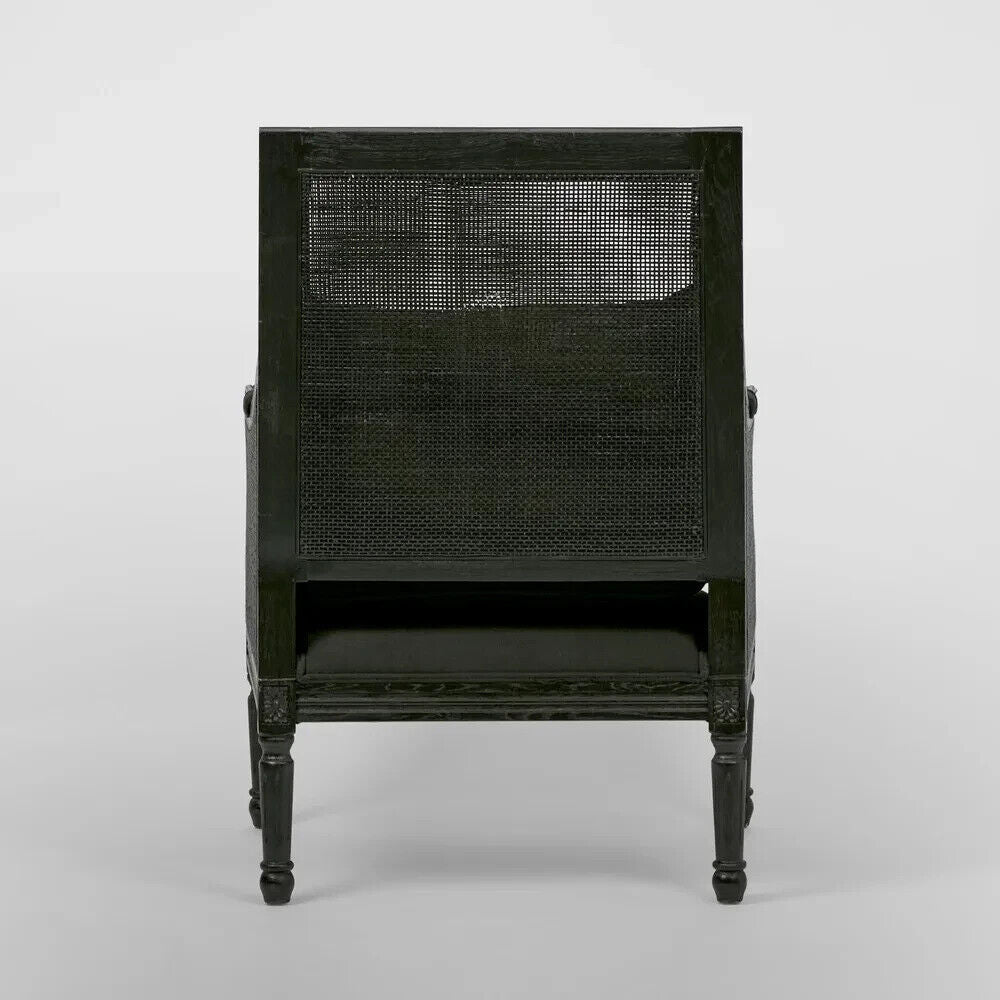 HICKS BLACK RATTAN CANED ARMCHAIR with Cushions by Florabelle