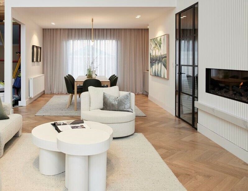 High End Bergman Swivel Chair in Natural Boucle by Satara as seen on the Block