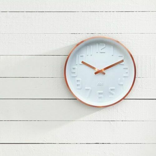 IS Curve White Wall Clock With Copper finish Case and curved dial 40CM,