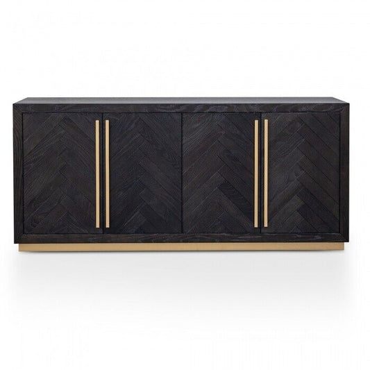 NEW Sideboard Side Baord - Black with unpolished Brass Handles and Base 179.5cm