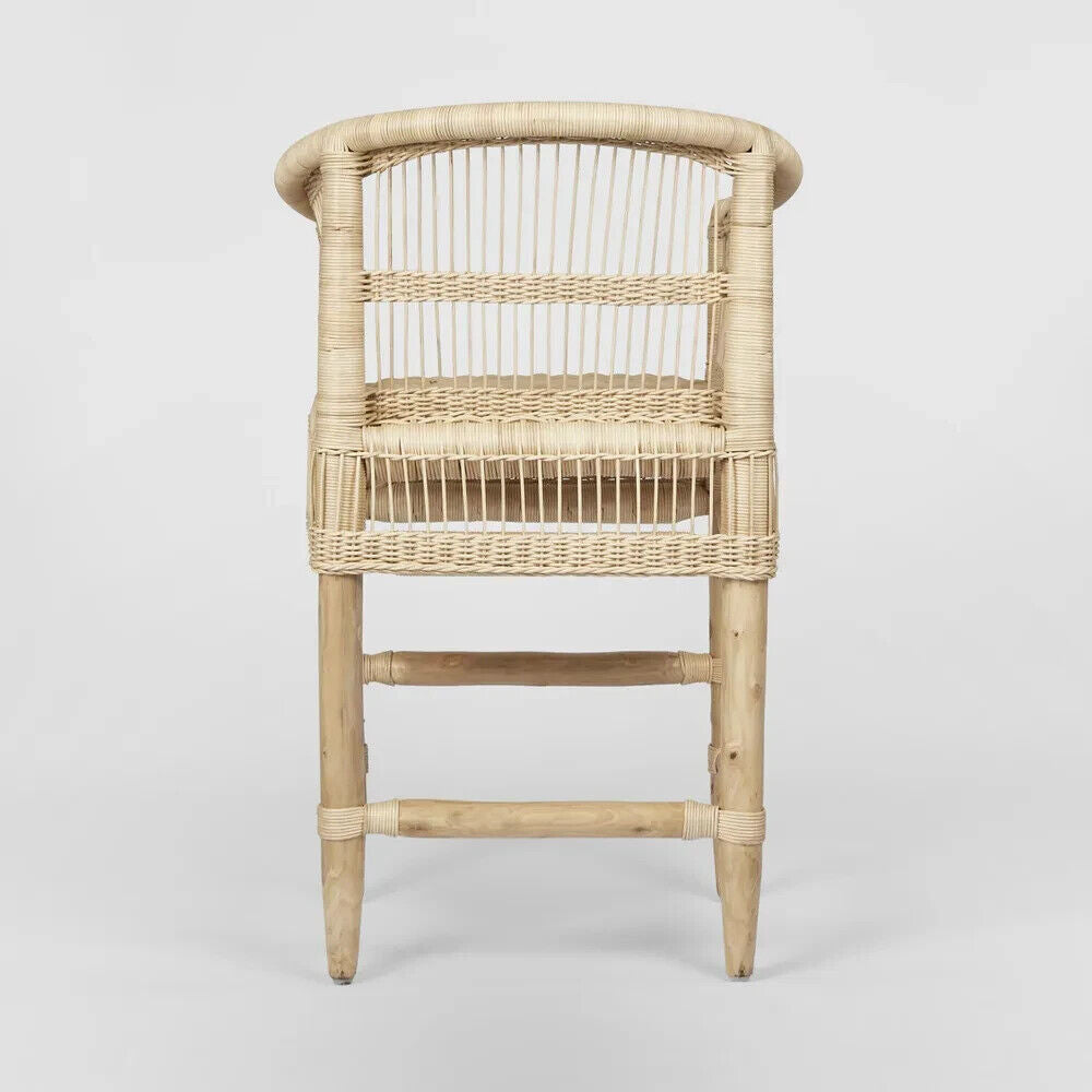 Livingstone Bar Chair Natural/White cushion - Outdoor Under-Cover By Florabelle