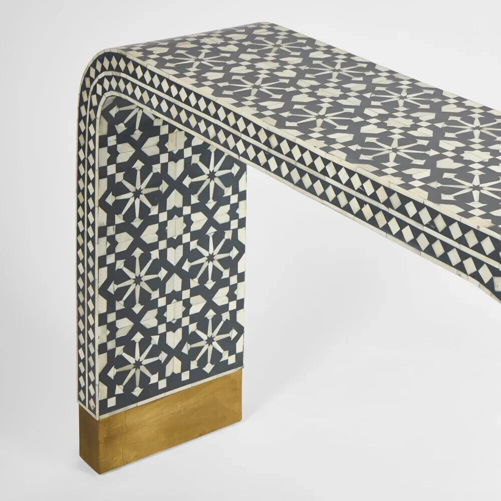 Adina Bone Inlay Console Table Peach/White By Florabelle Living
