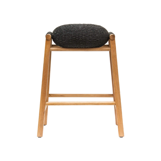 Float Cushion Bar Stool by Satara - Black and Oak