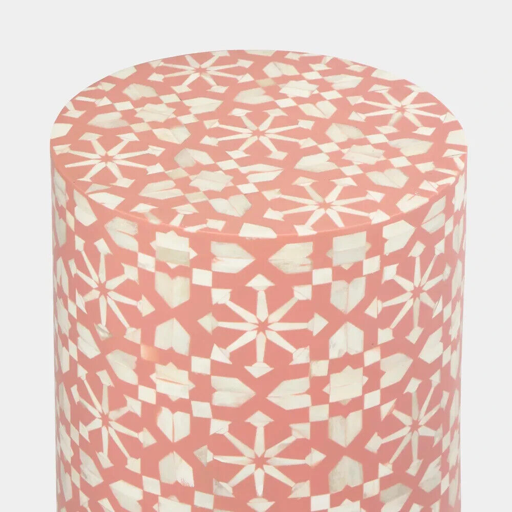 Adina Bone Inlay Side Table Peach/White By Florabelle Living