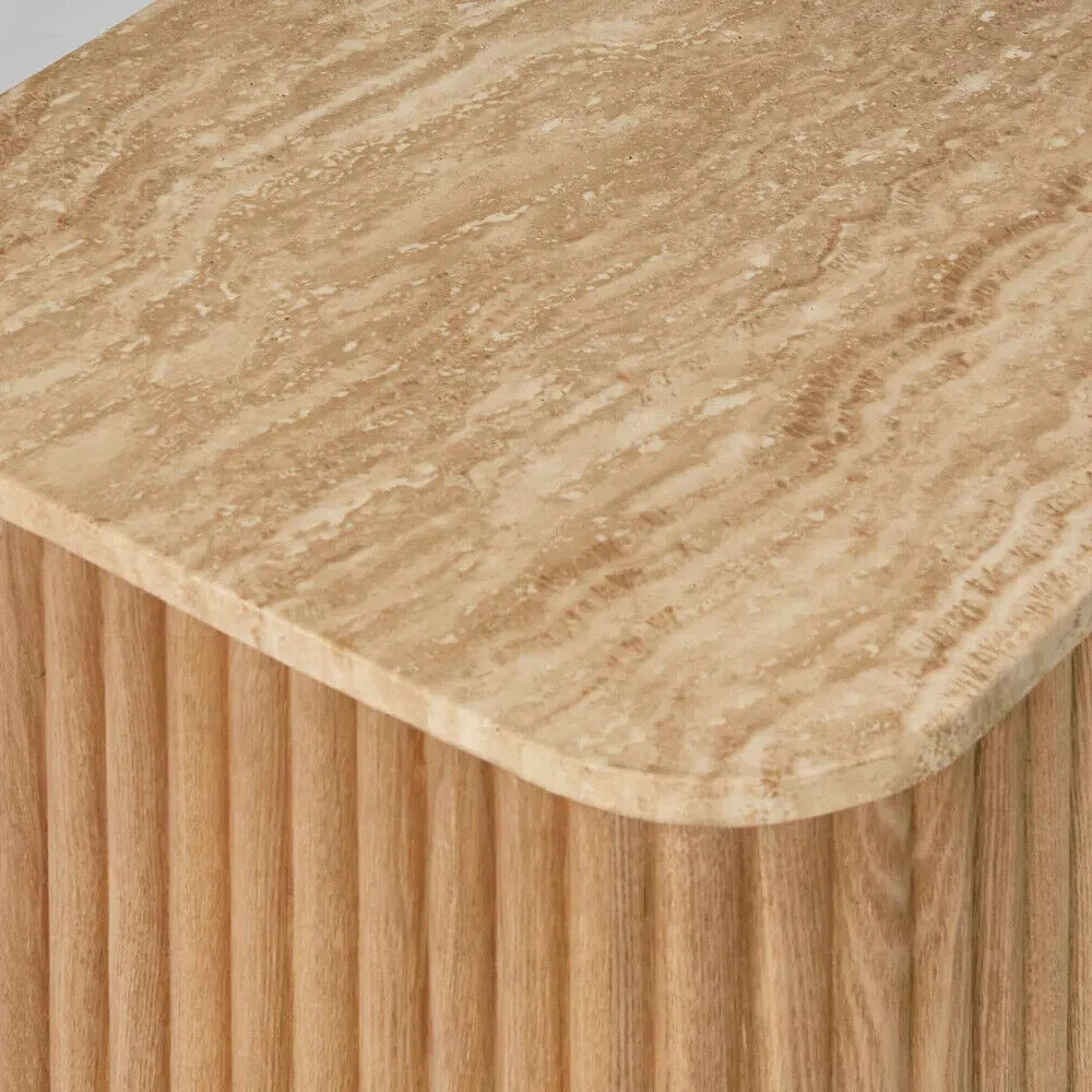 TRAVERTINE OAK SIDE TABLE By Florabelle Living