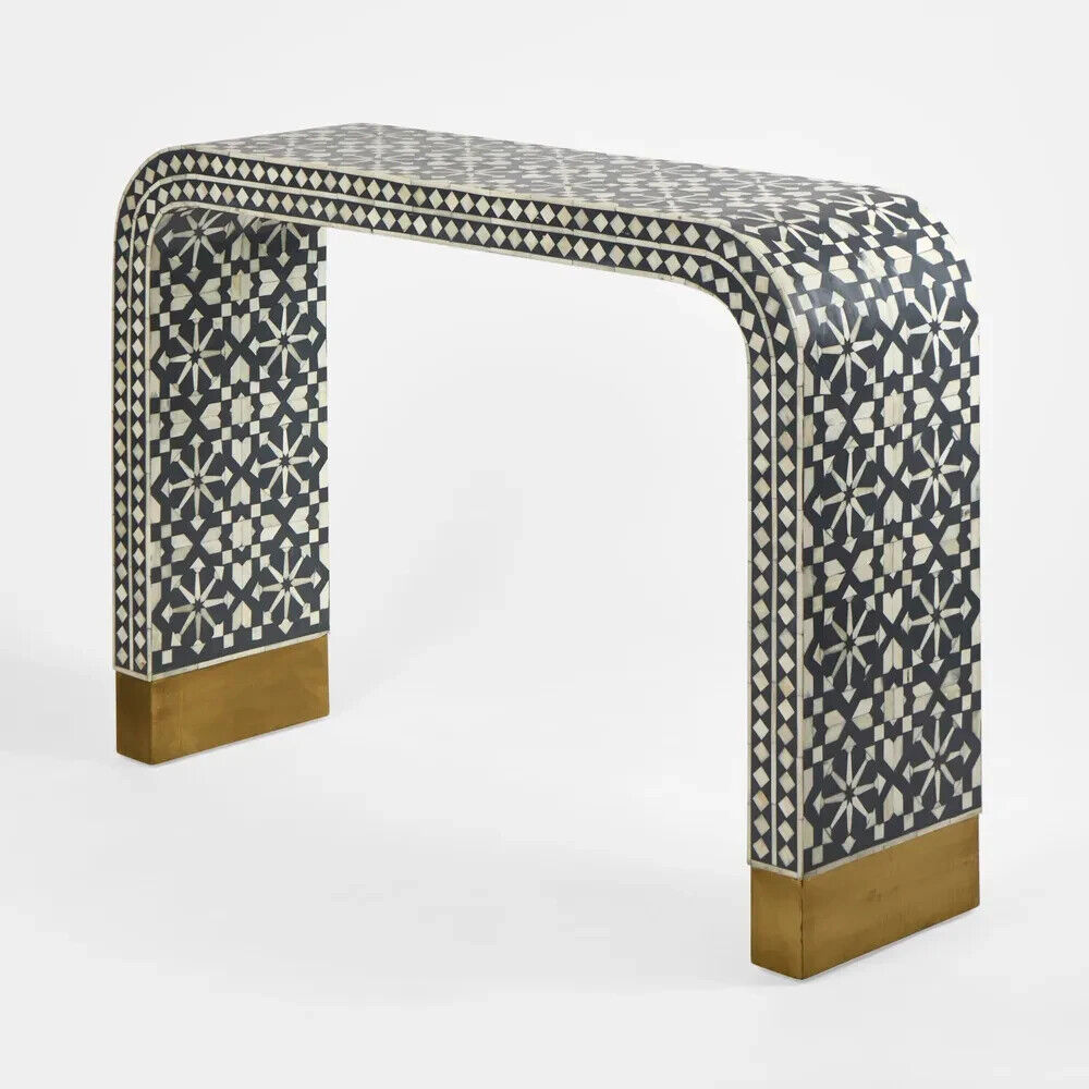 Adina Bone Inlay Console Table Peach/White By Florabelle Living