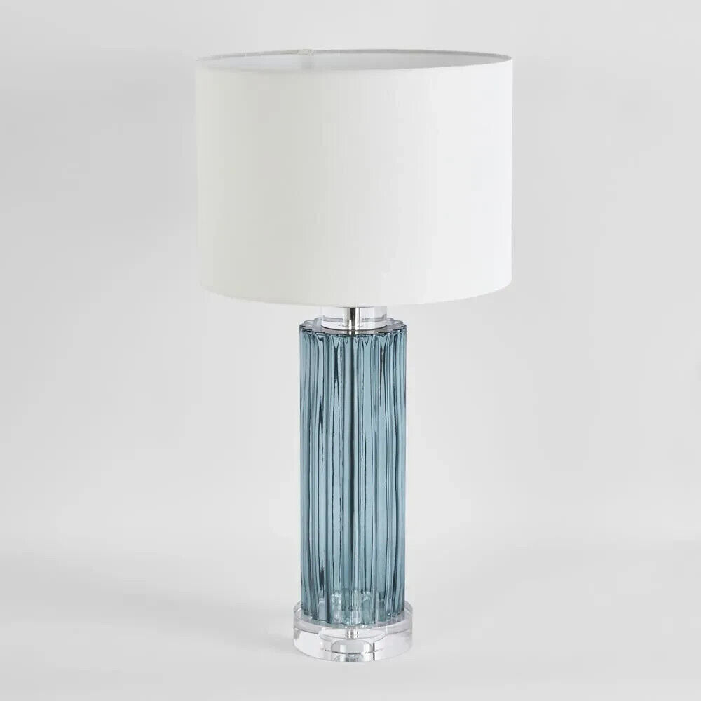 Serento Blue Glass Table Lamp & White Shade By Emac & Lawton