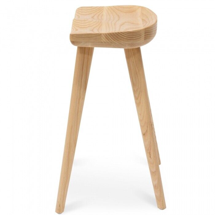 Scandinavian style solid ash wood Bar stool  natural  finish 40.5 W x 65.5 Hcm