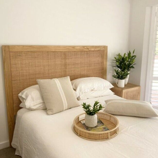 Queen Size Bedhead  Webbing and Teak Frame 160 x 140 cm
