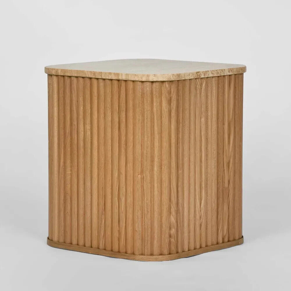 TRAVERTINE OAK SIDE TABLE By Florabelle Living