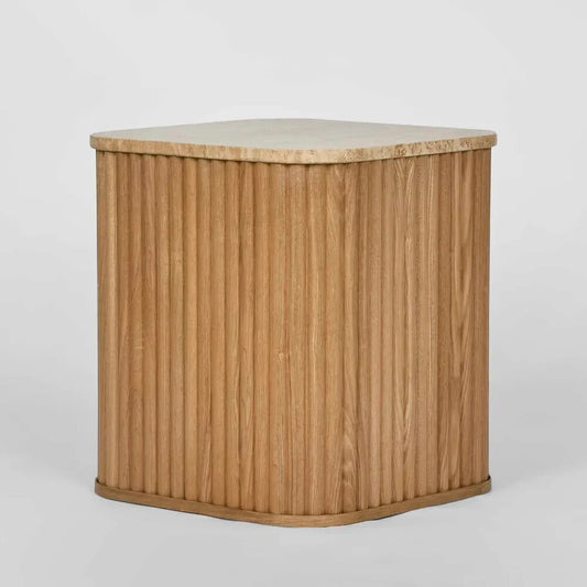 TRAVERTINE OAK SIDE TABLE By Florabelle Living