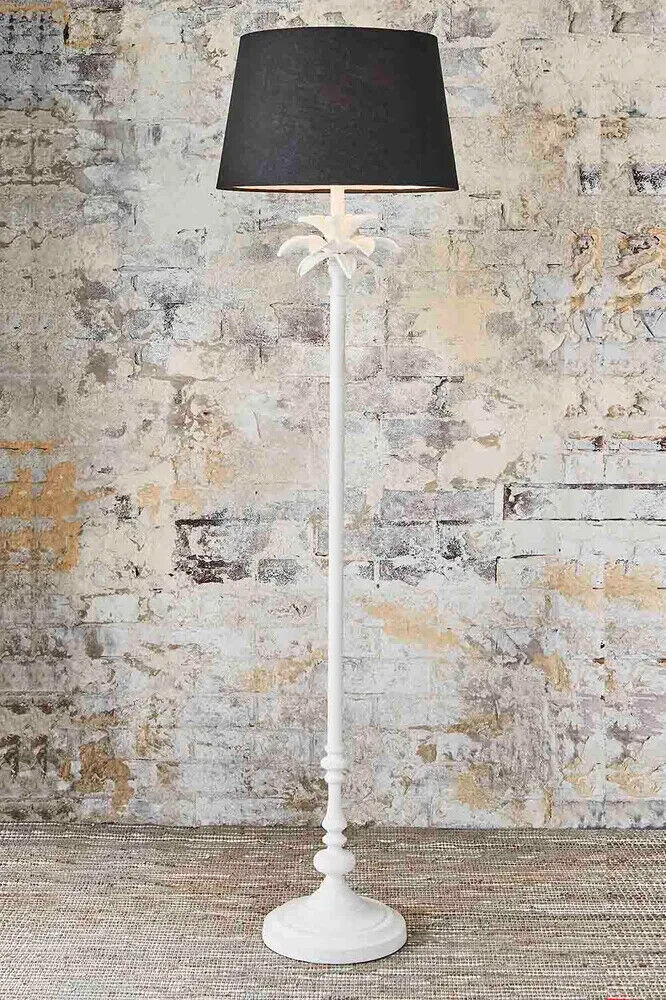 CASABLANCA FLOOR LAMP BASE WHITE WITH BLACK SHADE  By Emac & Lawton