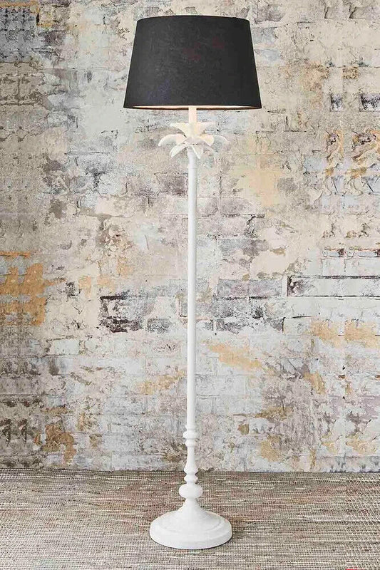 CASABLANCA FLOOR LAMP BASE WHITE WITH BLACK SHADE  By Emac & Lawton