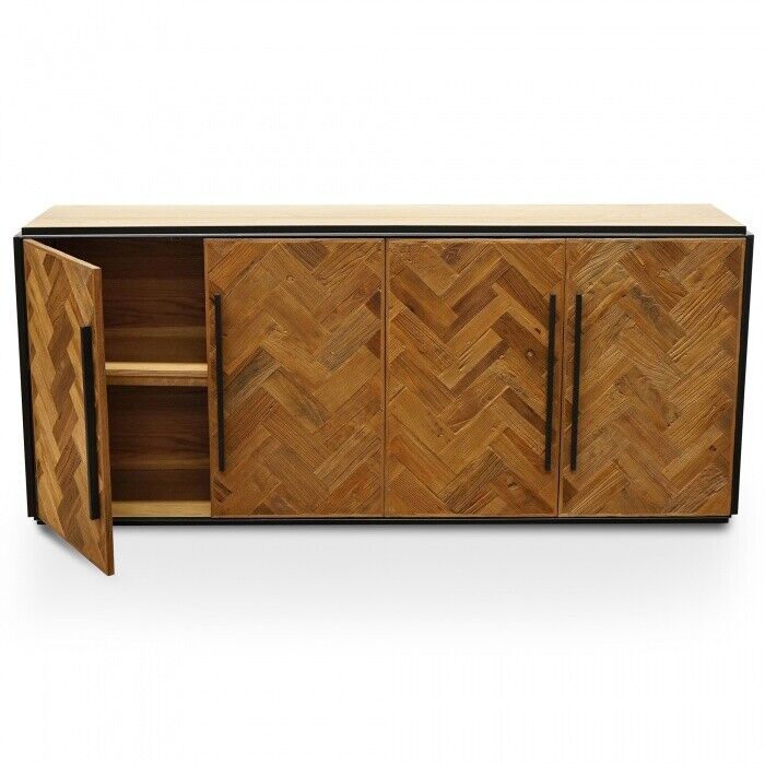 NEW Sideboard Buffet Unit in Reclaimed Elm Wood in herringbone design  200 cm L