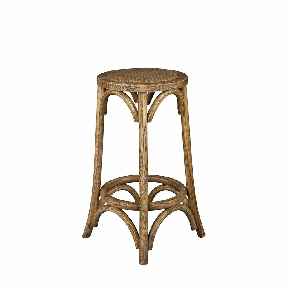 DENVER STOOL NATURAL Made from Elm Wood and Rattan Seat