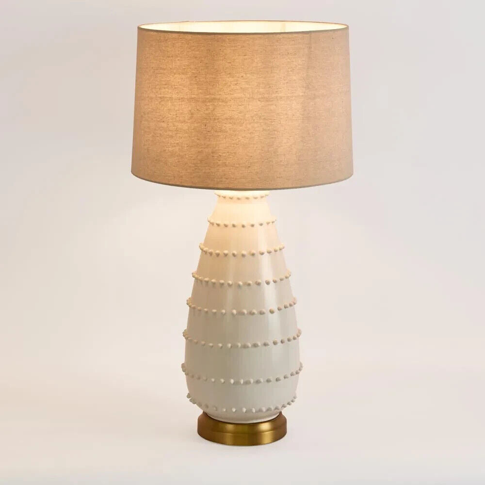 Grace White Table Lamp & Linen Shade By Emac & Lawton