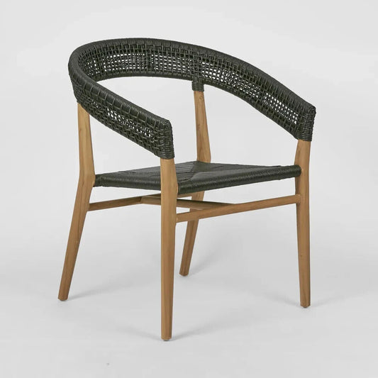 Cove Teak & Synthetic Dining Chair Black -Outdoor By Florabelle Living