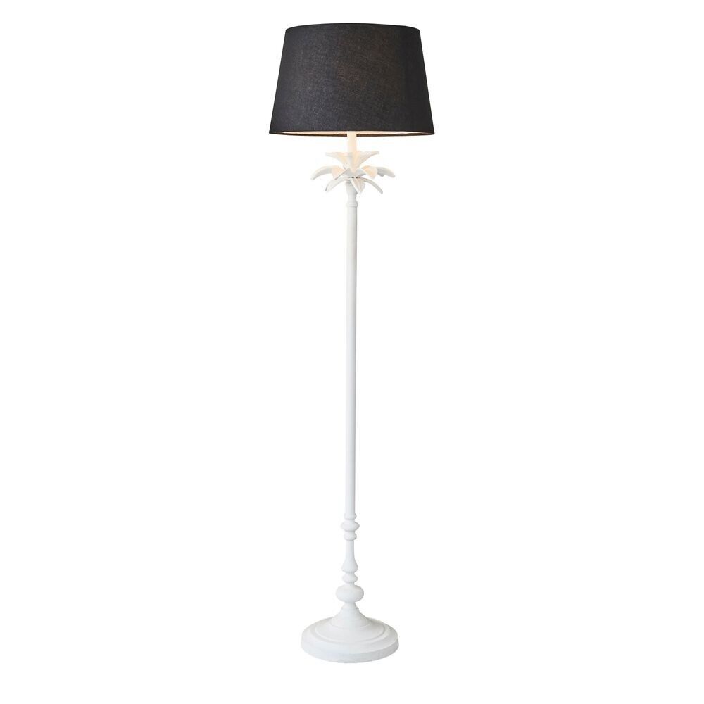 CASABLANCA FLOOR LAMP BASE WHITE WITH BLACK SHADE  By Emac & Lawton