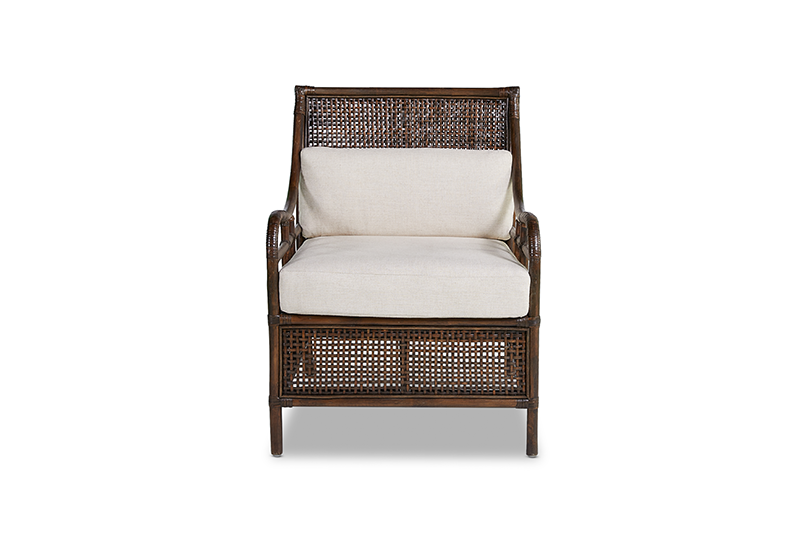 Raffles Rattan Armchair with cushion coffee bean RRP$1749
