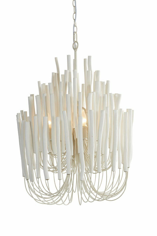 Wooden Candlestick Lamp Chandelier White - D53 x H76cm
