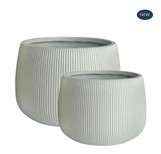 ZAGG LOW PLANTERS SET OF TWO WHITE By Florabelle Living *