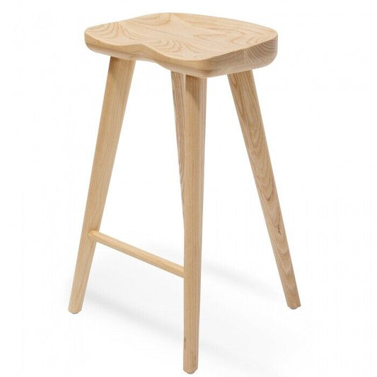 Scandinavian style solid ash wood Bar stool  natural  finish 40.5 W x 65.5 Hcm