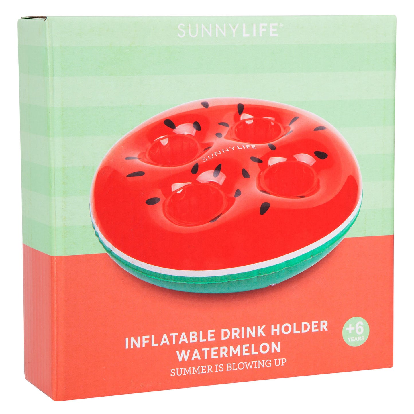 SUNNYLIFE - INFLATABLE WATERMELON DRINK HOLDER / POOL FLOAT TOY - HOLDS 4 CUPS