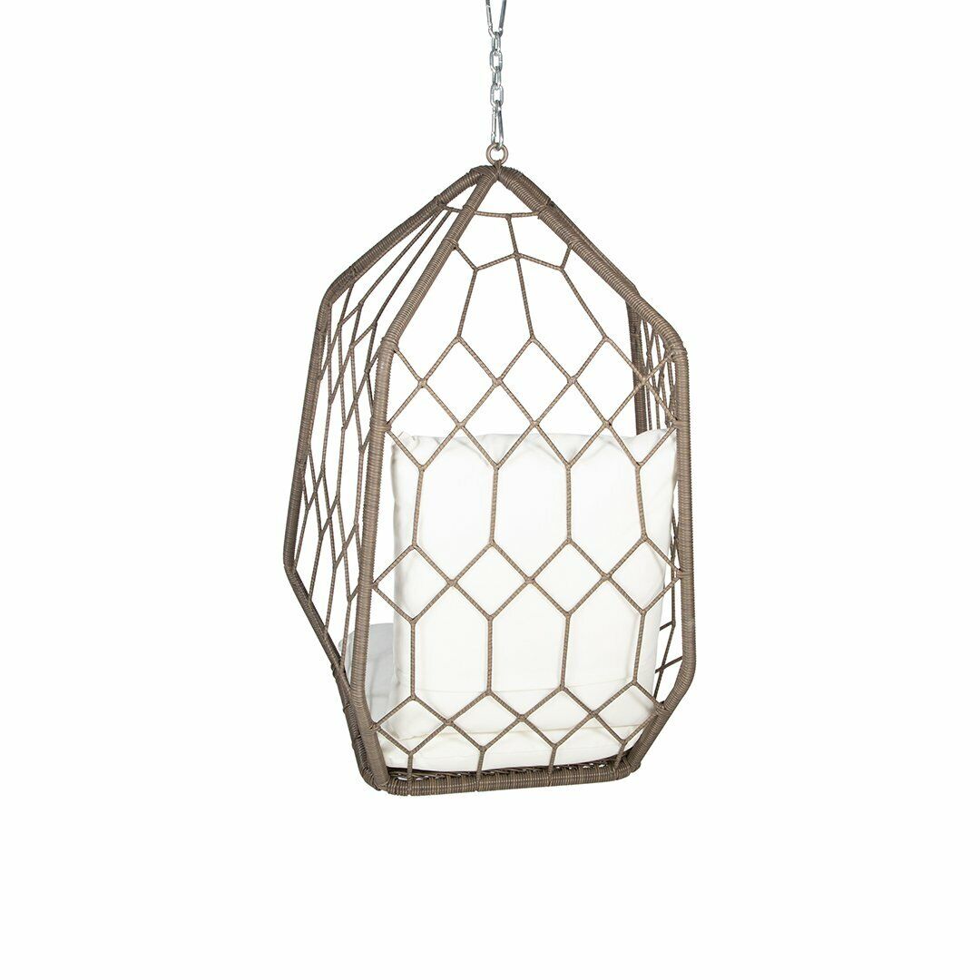 Geo Pod Hanging Chair Charcoal suitable for outdoor use RRP$1299
