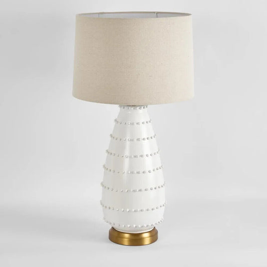 Grace White Table Lamp & Linen Shade By Emac & Lawton