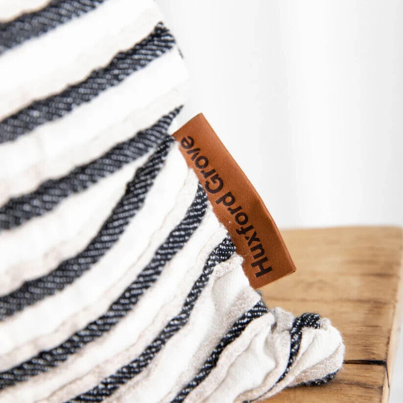 The Airlie Linen Cushion in black stripe  - 55x55by Fibre by Auskin