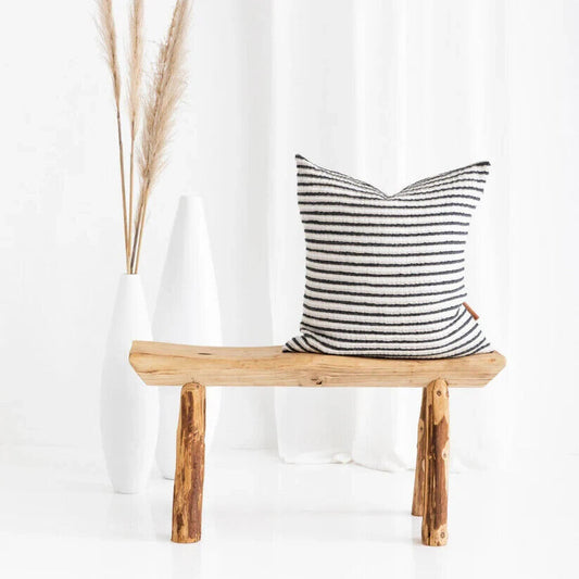 The Airlie Linen Cushion in black stripe  - 55x55by Fibre by Auskin